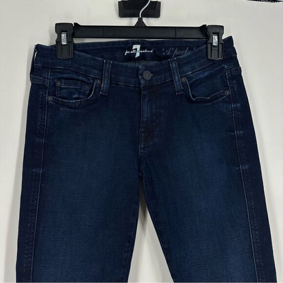 7 FOR ALL MANKIND Women’s Dark Wash Flared Denim “A” Pocket Jeans Sz 26 - Picture 3 of 10
